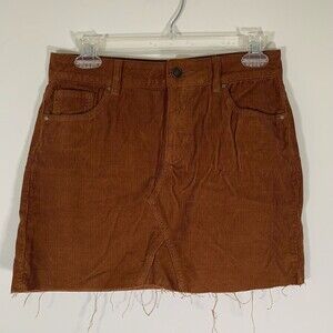 PacSun Skirt Women’s 25 Brown Corduroy Mini Skirt Raw Hem